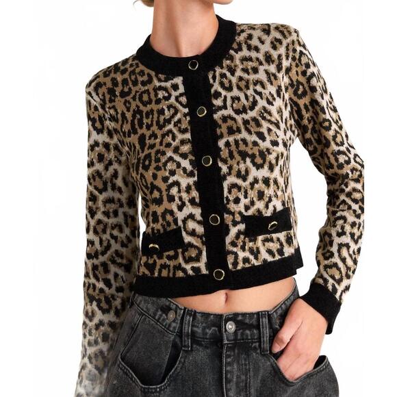 FLYING TOMATO Sweaters - NEW FLYING TOMATO kristen animal print knit cardigan in leopard